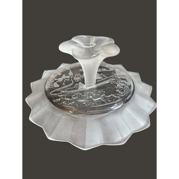 Vintage Mikasa Silent Night Frosted Glass Pedestal Bon Bon Plate Footed 9" Chris - Picture 2 of 11